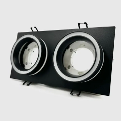 Светильник потолочный встраиваемый GX5.3 двойной, спот точечный черный светодиодный