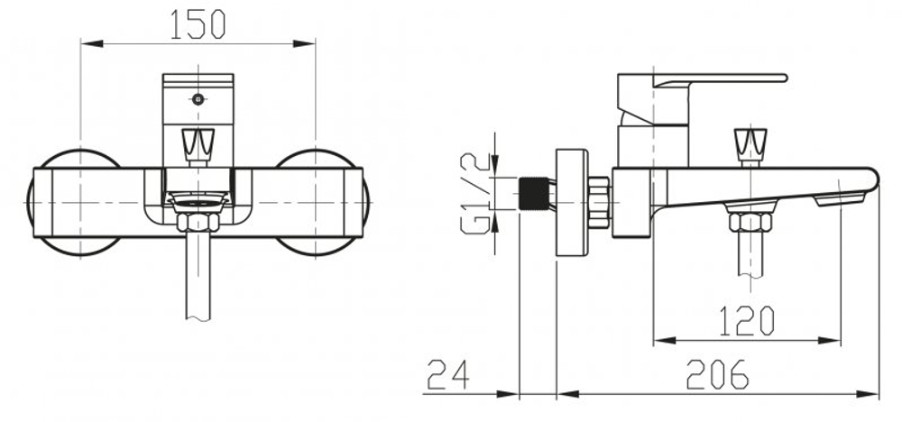 Смеситель BelBagno NOVA для ванны и душа NOV-VASM-IN