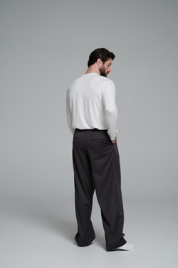 Брюки широкие из шерсти | grey-violet