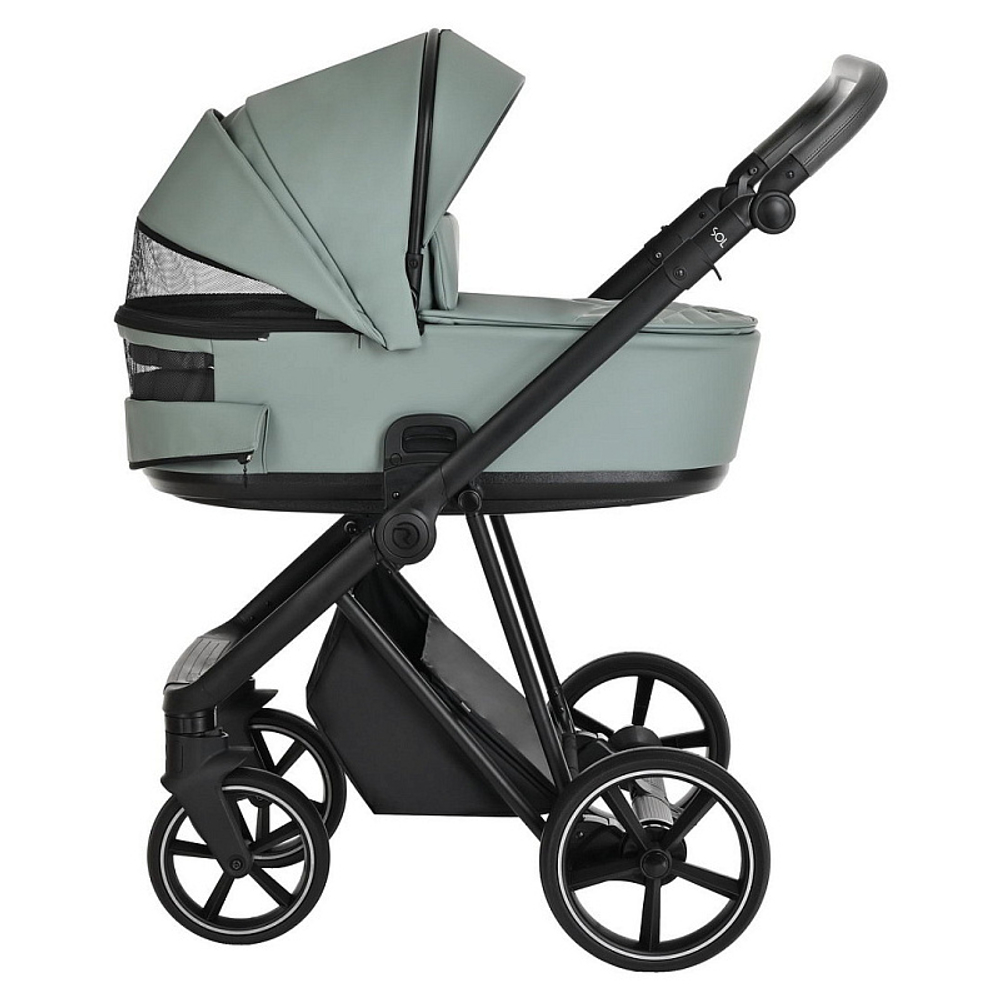 Детская коляска Roan Sol Кожа 2 в 1 RSL/2023 Misti Mint/Grey/руч. Серый