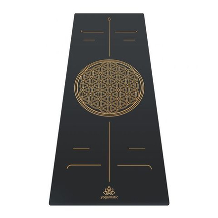 Каучуковый коврик для йоги Art Flower of life Grey Gold 185*68*0,4 см
