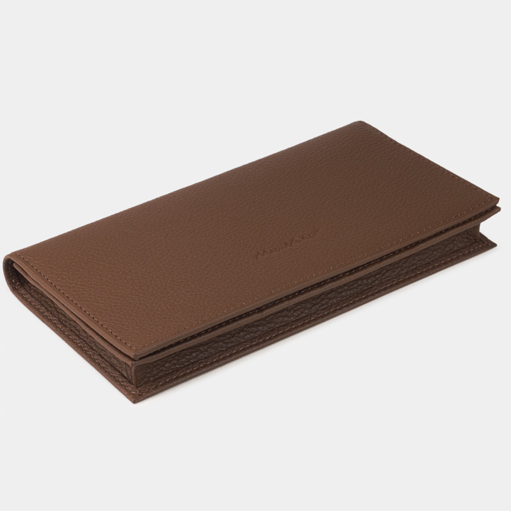 Мужской кожаный кошелек, теленок цвета шоколад