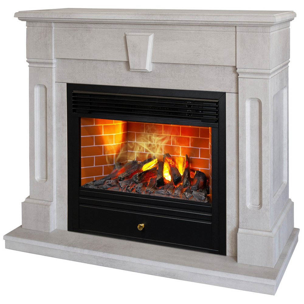 Электрокамин RealFlame Kellie 25,5/26 WT цвет белый камень с очагом 3D Novara