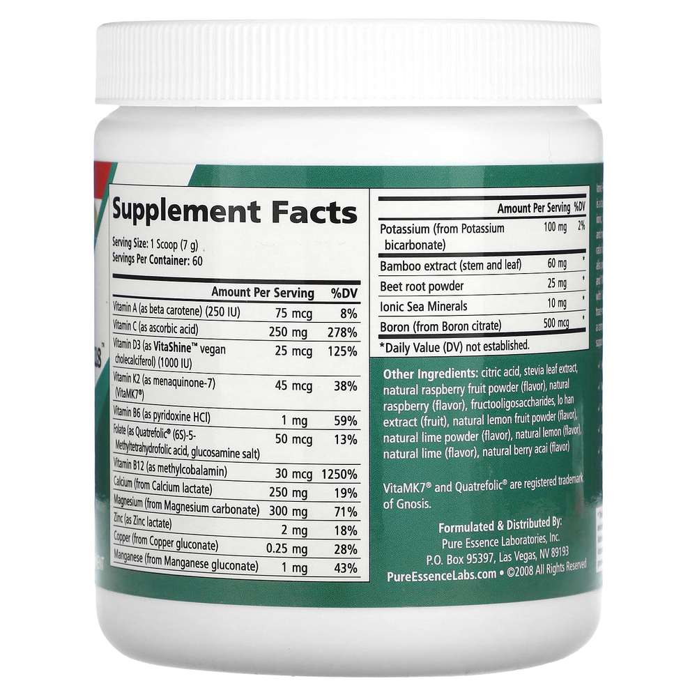 Pure Essence, lonic-Fizz™, Super DK Calcium Plus™, со вкусом малинового лимонада, 420 г (14,82 унции)