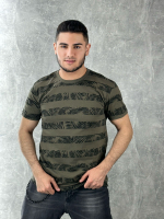 футболка мужская ФМ0005 полоска листья