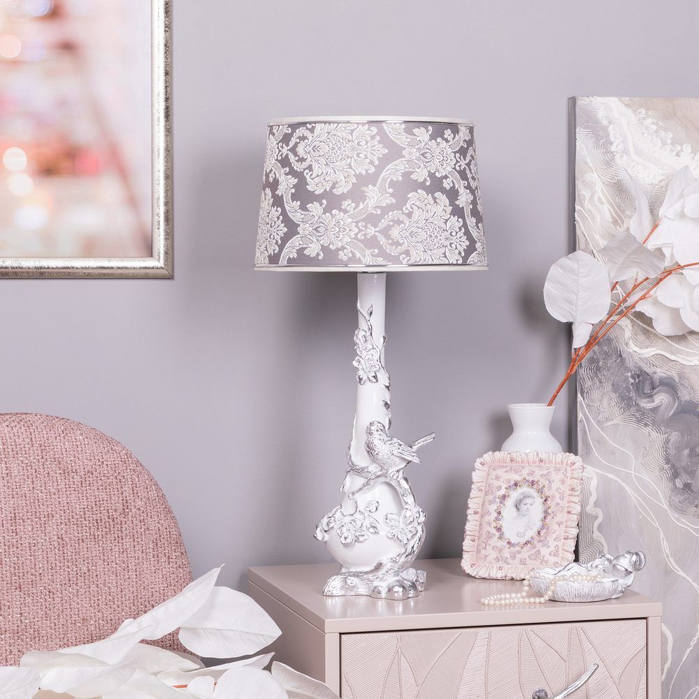 Настольная лампа Терра Белый с абажуром Тюссо Vatican (Ватикан) Сильвер