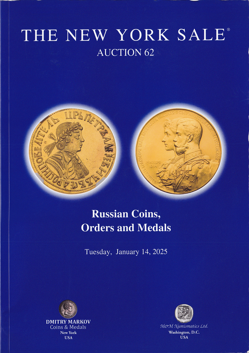 Каталог аукциона The New York Sale, Аукцион № 62: Русские монеты, ордена и медали от 14 января 2025 года