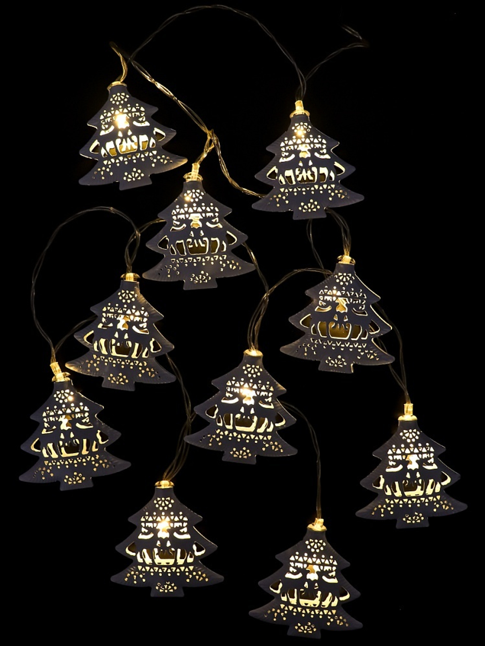 Гирлянда на батарейках с насадками 1,65м 10LED "Ёлочки" от батареек 2*АА