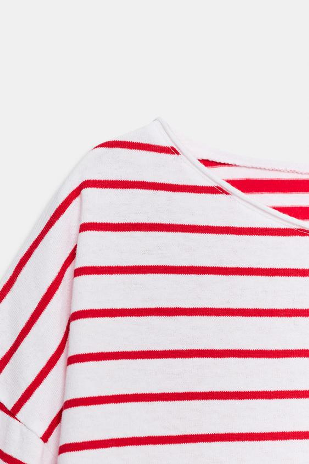 ZARA ФУТБОЛКА В ПОЛОСКУ В СТИЛЕ РУСТИК, КРАСНАЯ ПОЛОСКА