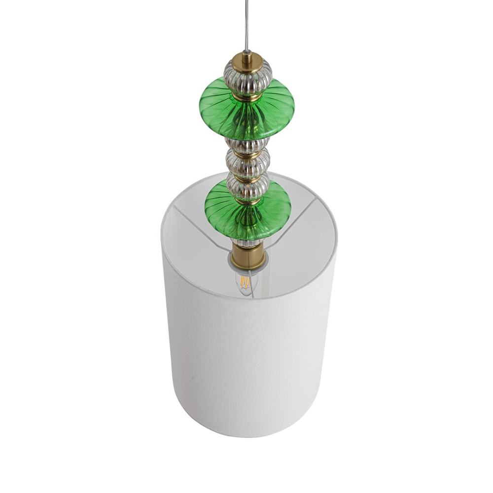 8337/1A MODERNI LN26 144 бронза/белый/зеленый, металл/стекло/текстиль Подвес E27 60W 220V ILMIRA