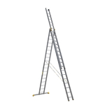 Лестница алюминиевая Алюмет трехсекционная 3x18 ступеней (9318)