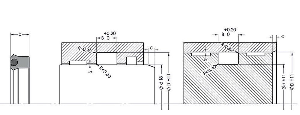 A115-019 PU U-образное симметричное уплотнение 19,05-25,4-6,35/6,98