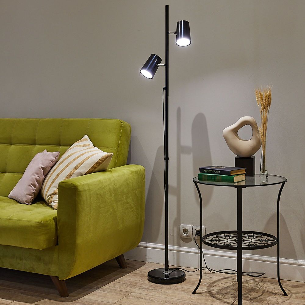 ULM-T600 2х6W-4500K-DIM BLACK Торшер напольный светодиодный. 2х6W. Сенсорный выключатель. Диммер. Черный. ТМ Uniel