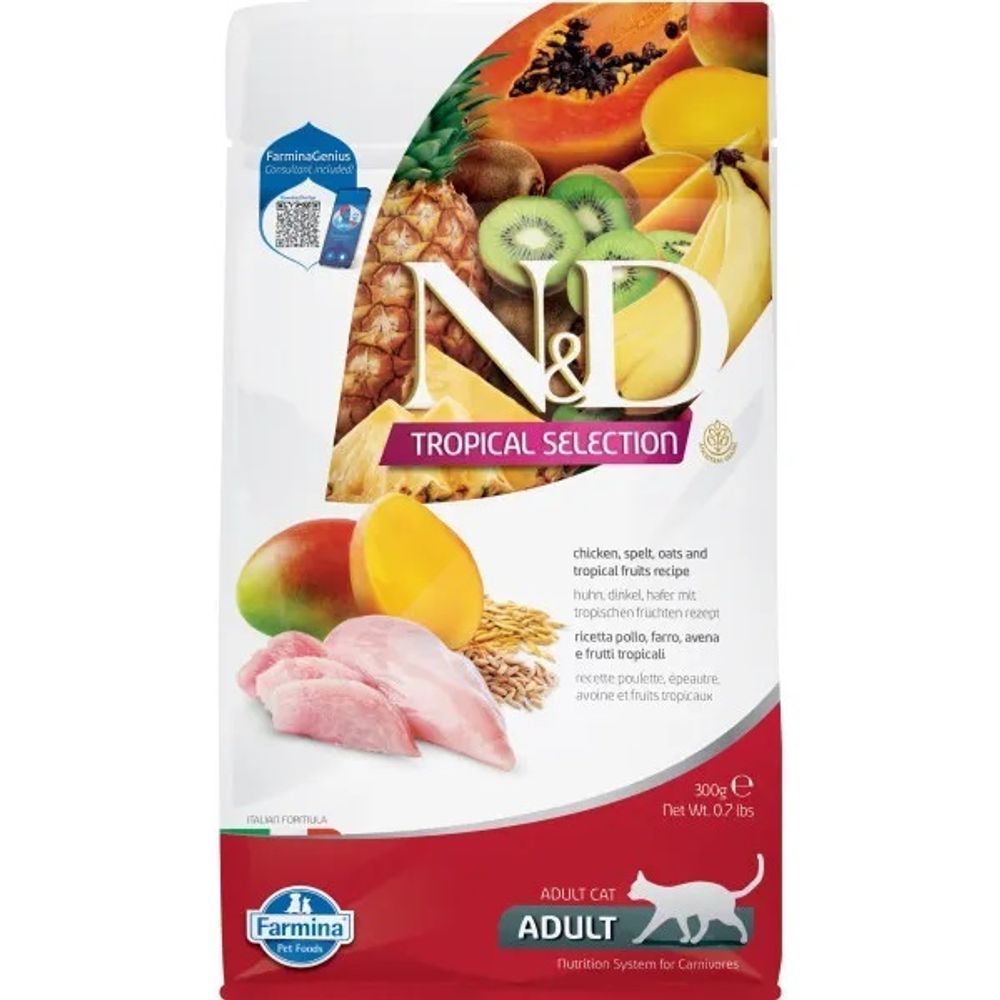 Сухой корм FARMINA N&amp;D Tropical Selection для взрослых кошек с курицей - 0,3 кг