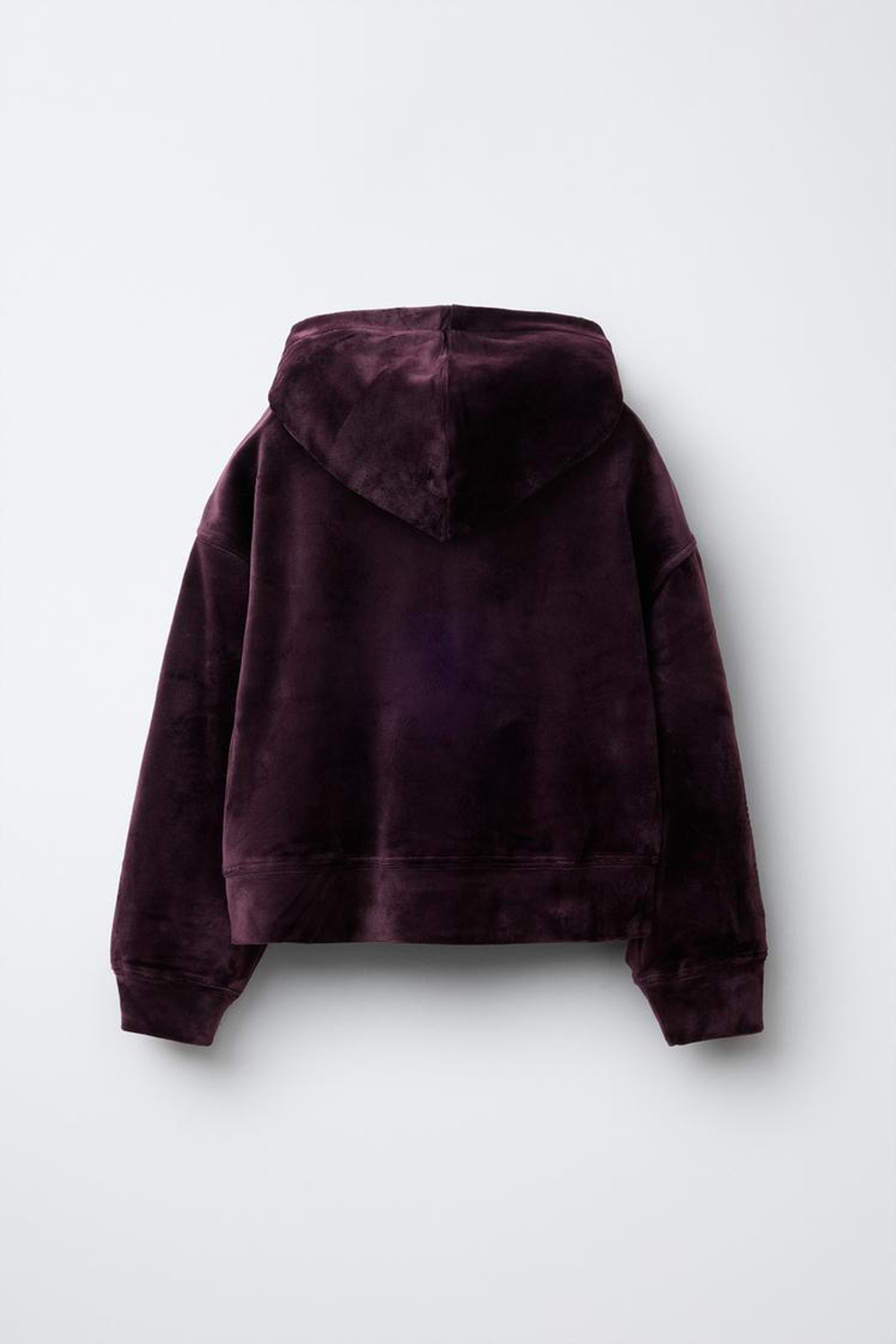 ZARA КОМПЛЕКТ ИЗ ХУДИ И БРЮК WIDE LEG ИЗ ВЕЛЮРА, СЛИВОВЫЙ