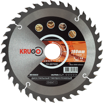 Пильный диск KRUGO 190x2,2/1,4x36Tx30mm, WA190036