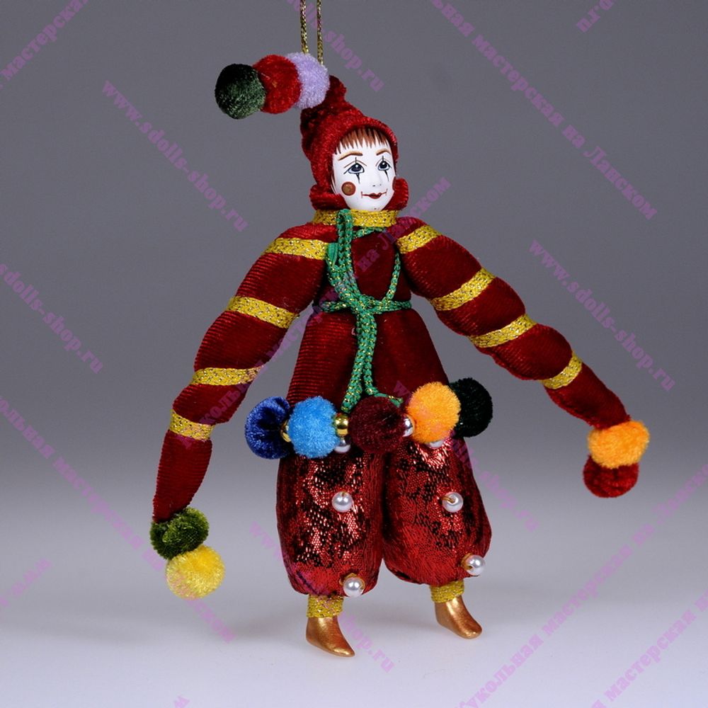Ёлочная игрушка Клоун в бархатной курточке