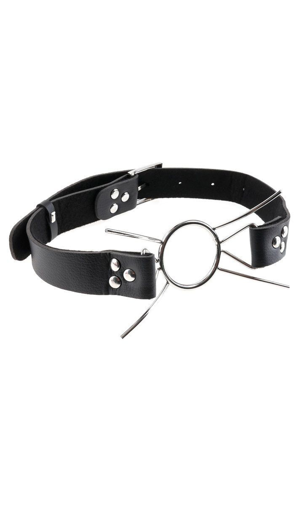 Металлический расширитель для рта на кожаном ремешке Spider Gag (Цвет: черный)