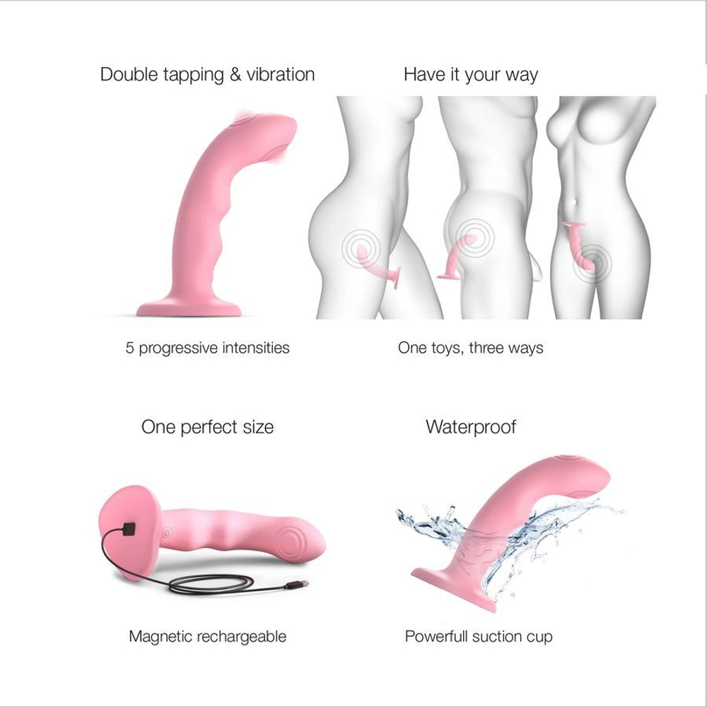 Стимулятор Strap-On-Me Tapping Dildo Wave коралловый