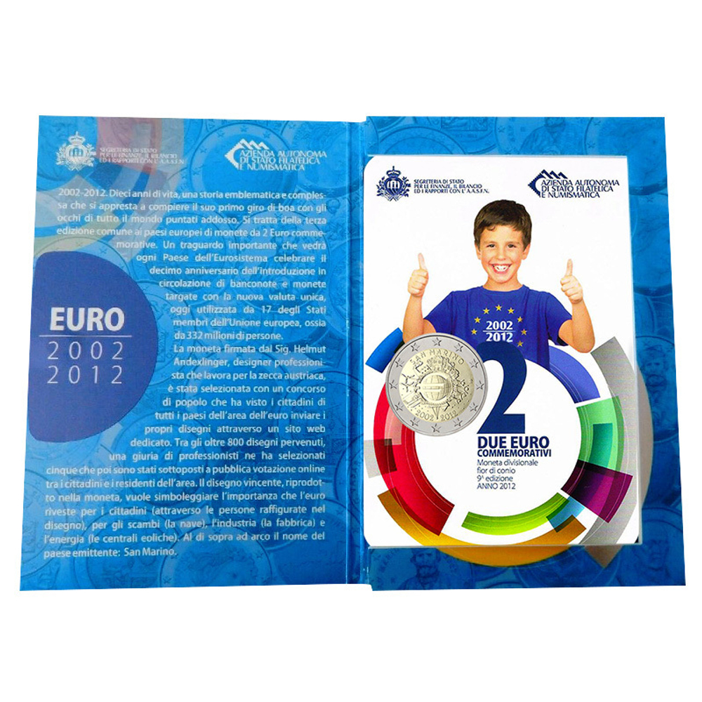 San Marino 2 Euro 2012 – 10th Anniversary of Euro Circulation (BU)
