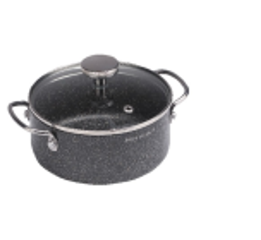 НМ 7766 кастрюля из алюм. с мрам. покр., ч, 1,2 л. (16см) (12 шт.)