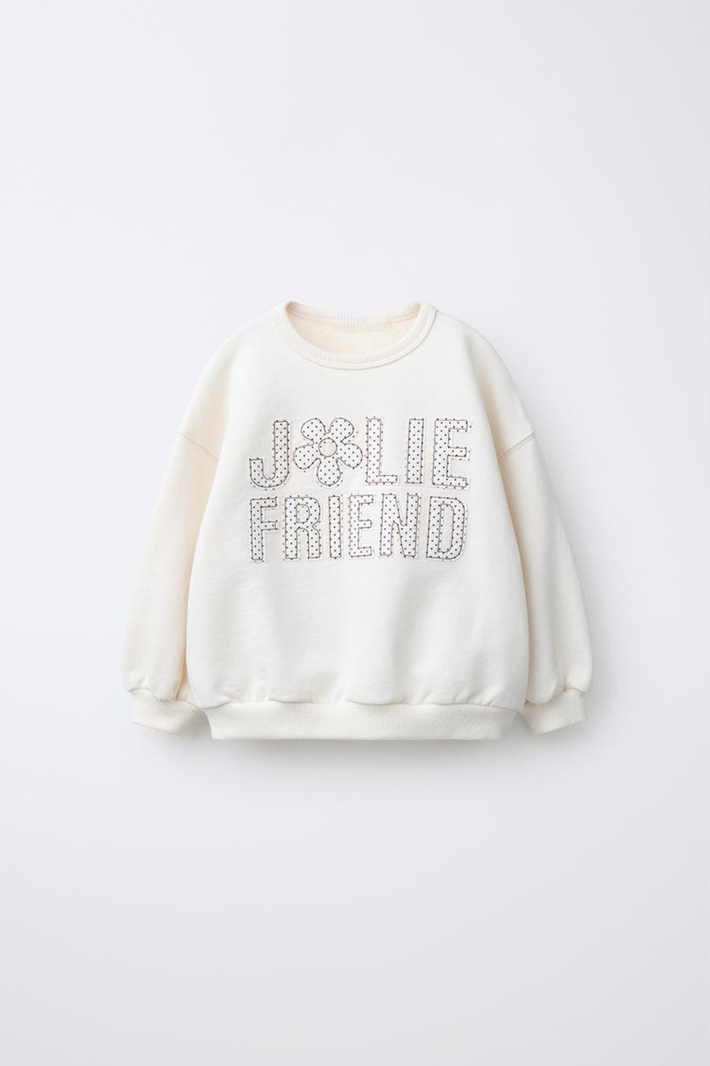 ZARA ТОЛСТОВКА С ТЕКСТОВЫМ ПРИНТОМ В ГОРОШЕК, ЭКРЮ