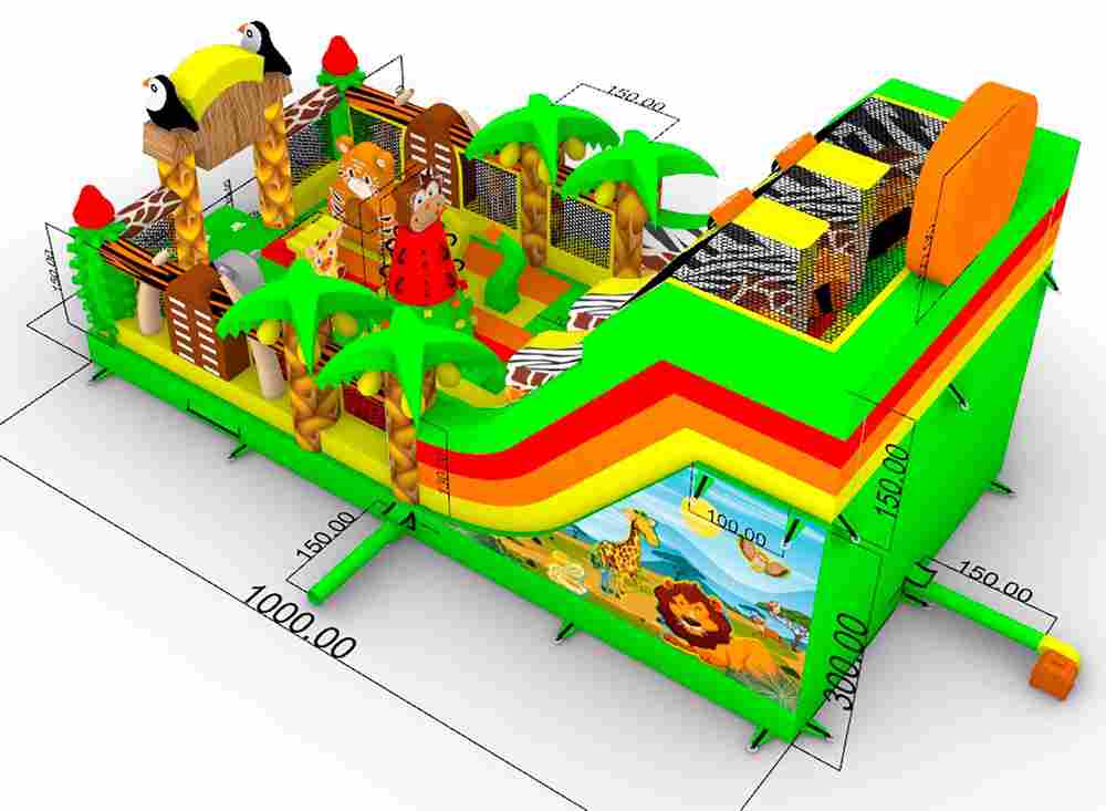 Коммерческий надувной батут «Сафари Ультра», 10*5*6 м.
