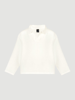 Поло оверсайз с длинным рукавом Mjölk Cream, из муслина