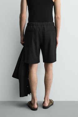 ZARA ТЕХНИЧЕСКИЕ ШОРТЫ RELAXED FIT, ЧЕРНЫЙ