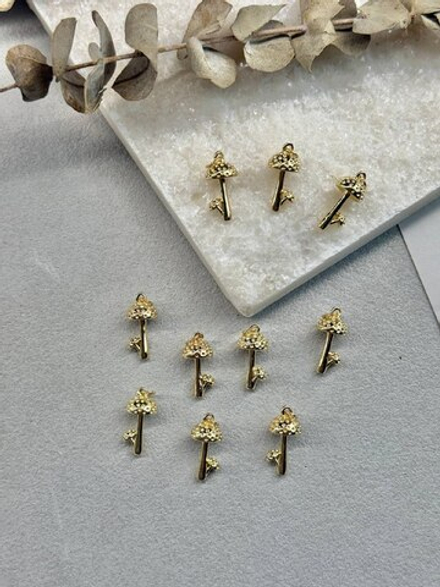 Подвеска "Мухомор" 10*19 мм, позолота 14к