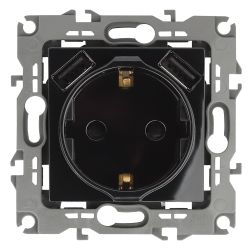 Розетка ЭРА Серия 12 12-4109-06 2P+E 16A-250В штор. с 2xUSB 5В-3А чёрный