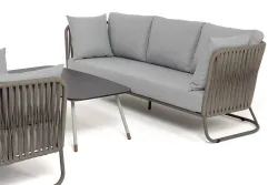 "Багамы" лаунж-зона 5-местная плетеная из роупа (веревки), каркас алюминиевый бежево-серый, роуп серо-коричневый