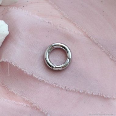 Замок карабин круглый, 18 мм, родий З040