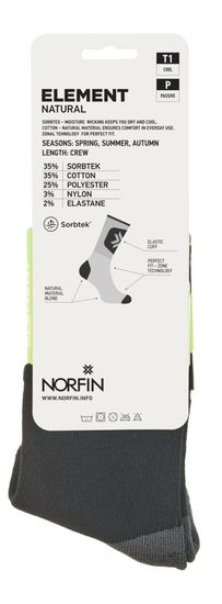 Носки Norfin T1P ELEMENT NATURAL CREW р.(45-47) XL