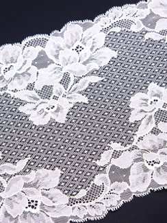 03-259 ОПТ Кружево эластичное 22 см, цветы/ромбик, айвори 004