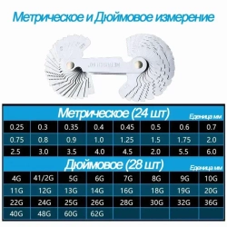 Набор щупов - измеритель резьбы резьбомер
