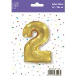 Шар (40"/102 см) Цифра, 2, Золото, 1 шт. в упак.