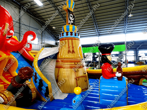 Коммерческий надувной батут "Корабль с осьминогом" 19*9*7 м
