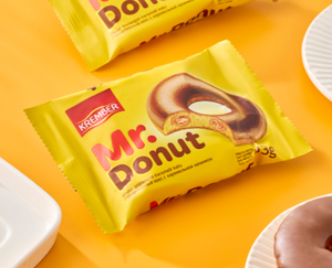 КЕКС KREMBER ГЛАЗИРОВАННЫЙ С КАРАМЕЛЬНОЙ НАЧИНКОЙ MR.DONUT 43ГР