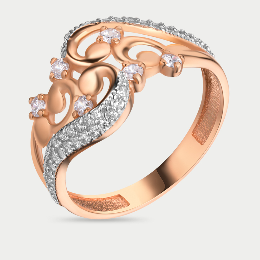 Женское кольцо из розового золота 585 пробы с фианитами (арт. 71443)
