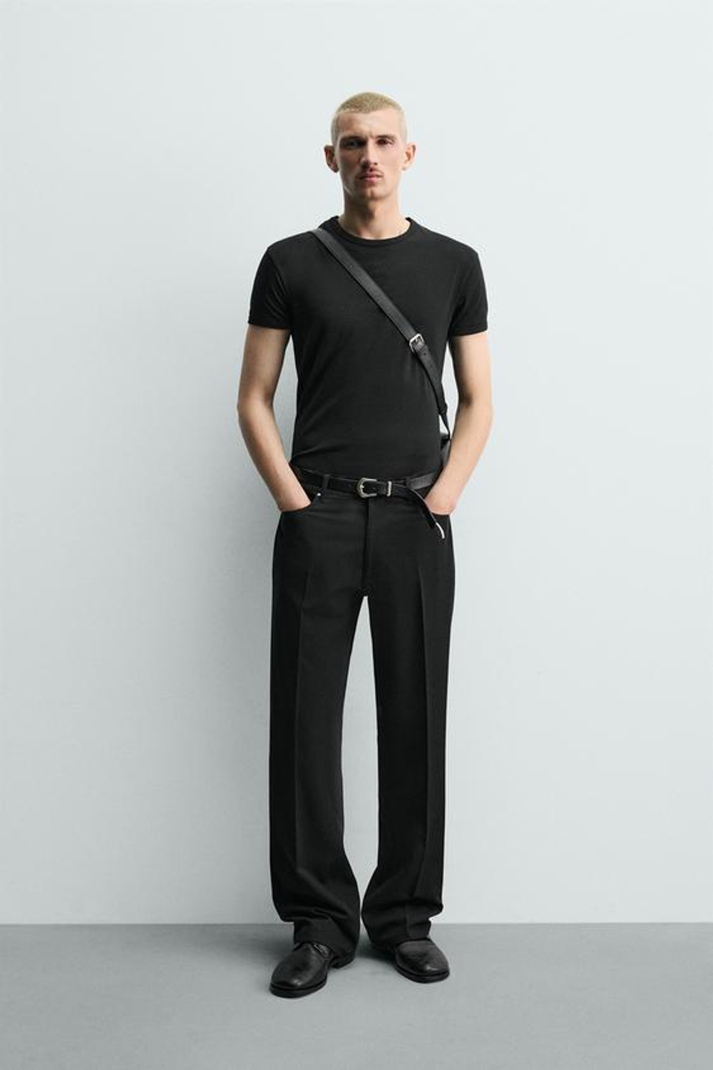 ZARA БРЮКИ FLARE FIT ИЗ РЕЛЬЕФНОЙ ТКАНИ, ЧЕРНЫЙ