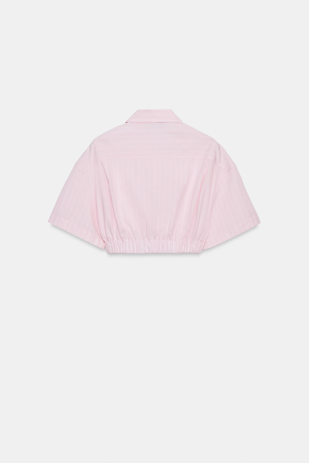 ZARA УКОРОЧЕННАЯ РУБАШКА ИЗ ПОПЛИНА В ПОЛОСКУ, РОЗОВЫЙ/БЕЛЫЙ
