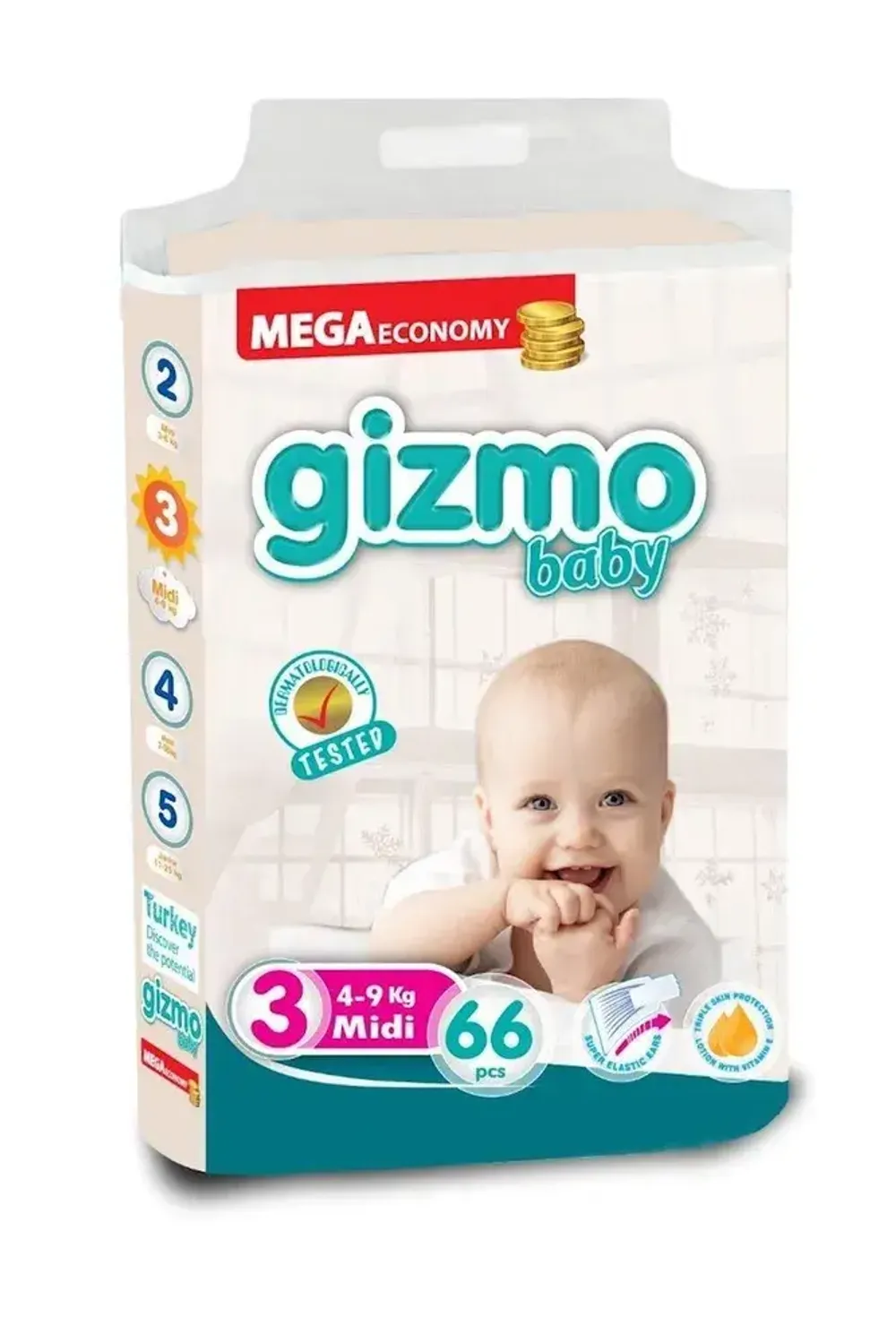 Подгузники "Gizmo baby" рамер 3/66шт