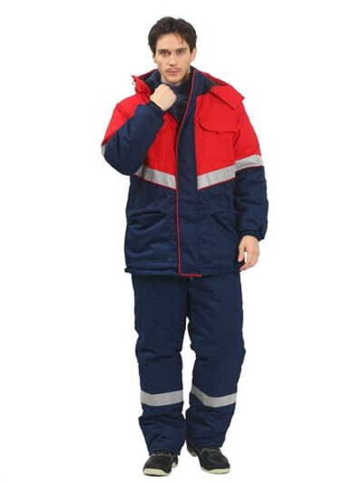 Костюм зимний "Фаворит" с п/к синий с красной отделкой