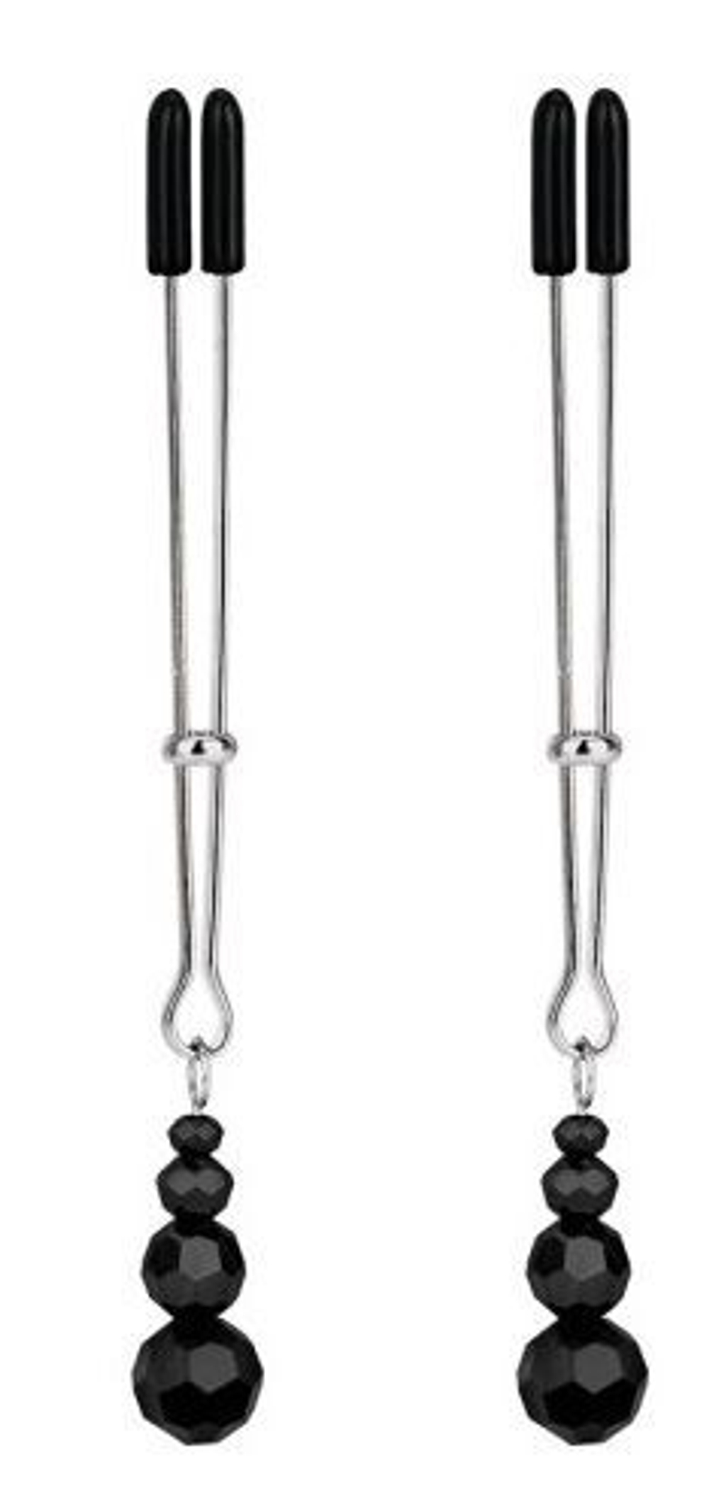 Регулируемые зажимы-пинцеты для сосков с черными бусинками