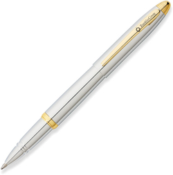 Ручка-роллер хромовая с золотистым в подарочной коробке FranklinCovey Lexington FC0015-3