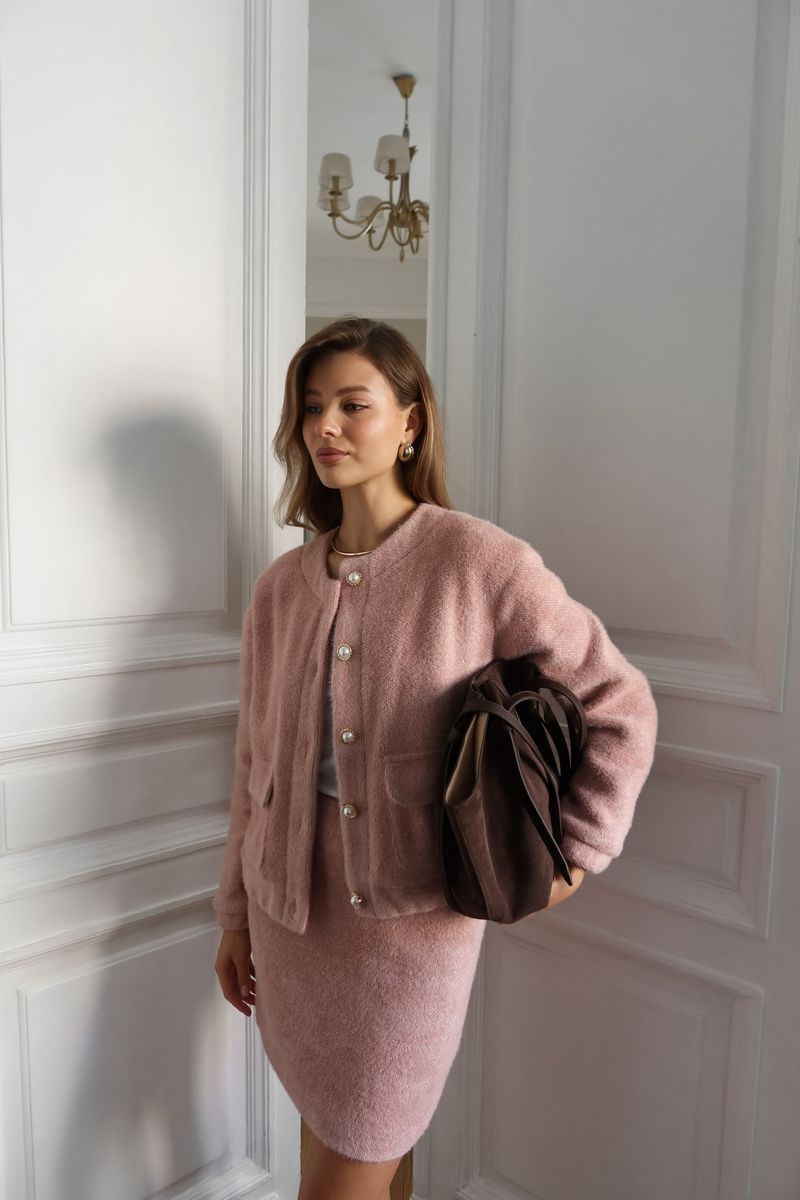 Юбка с ворсом мини пудра