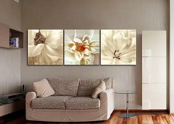 Модульная картина "Триптих белые цветы"