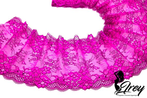 03-193 Кружево эластичное 19 см, фуксия/черный