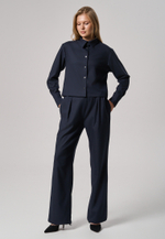 Рубашка-жакет укороченная синяя